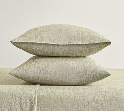 Open Box: Belgian Flax Linen Hemstitch Pillowcases, Standard, Set of 2 - Aloe