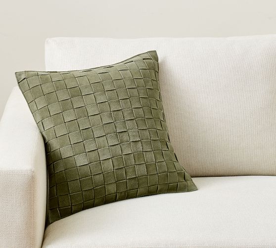 Basketweave Suede Pillow