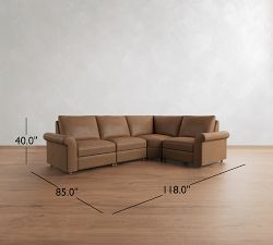 Westwood Roll Arm Leather Reversible Power Reclining Sectional (122")