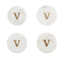 Open Box: Alphabet Marble &amp; Wood Coasters, Set of 4 - V