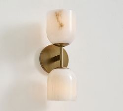 Cooper Cloche Alabaster Double Sconce (13")