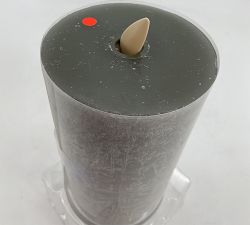 Open Box: Premium Flickering Flameless Wax Pillar Candle Salt Washed, 3" x 6" - Loden