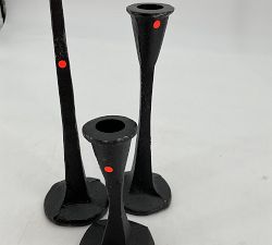 Open Box: Rena Taper Cast Iron Candle Holders, Set of 4