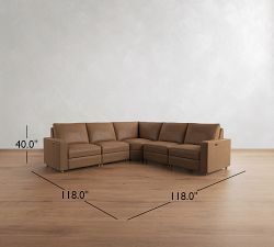 Westwood Square Arm Leather Power Reclining L-Shaped Sectional (119")