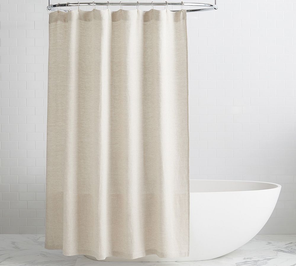 European Flax Linen Waffle Shower Curtain