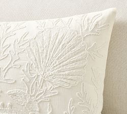 Coastal Tides Embroidered Lumbar Pillow Cover