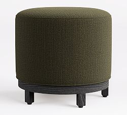 Open Box: Jake Upholstered Swivel Stool, Dusty Charcoal Legs -Performance Casual Chenille - Dark Moss