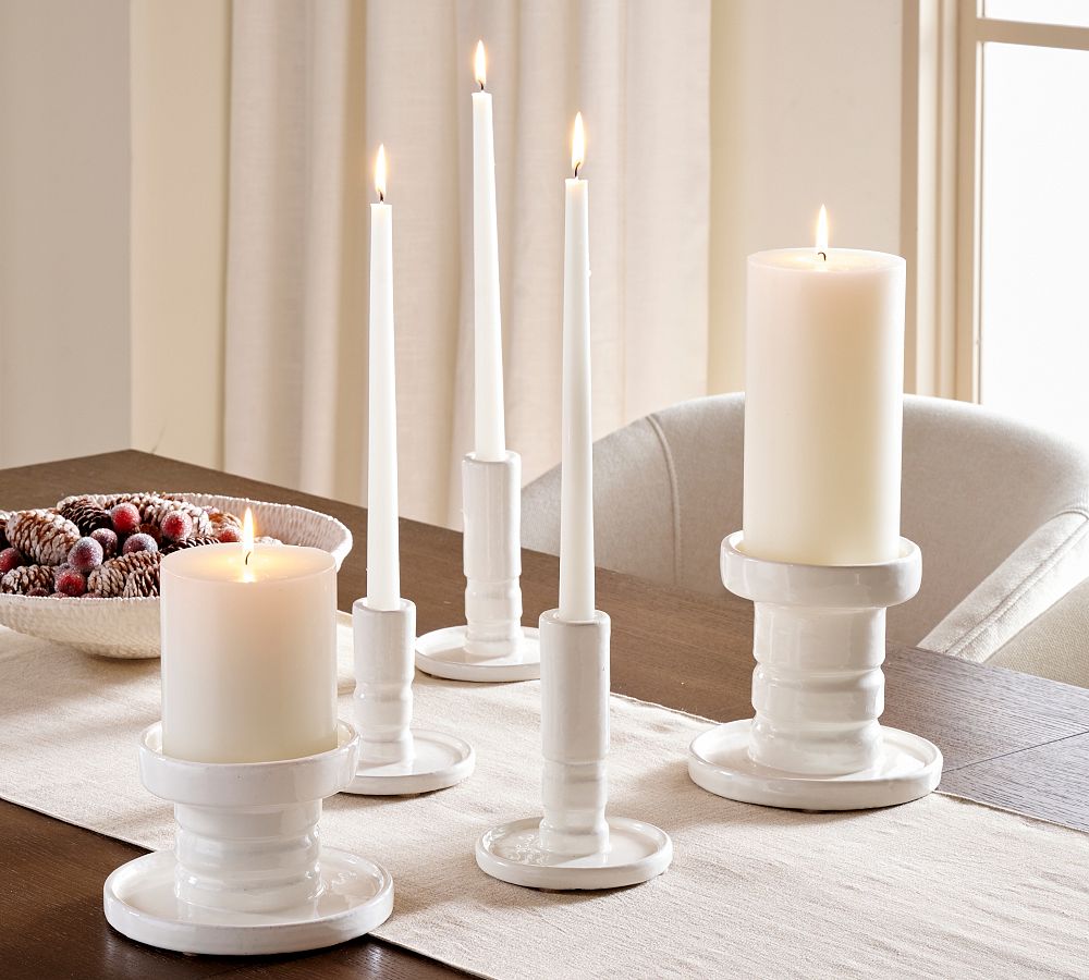 Cecille Ceramic Candle Holders by Pottery Barn