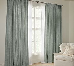 Custom Emery Linen Curtain - Mineral Blue