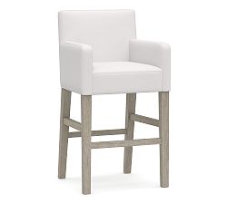 Open Box: Classic Upholstered Counter Stool (24") - Twill White, Gray Wash