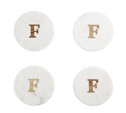 Open Box: Alphabet Marble &amp; Wood Coasters, Set of 4 - F