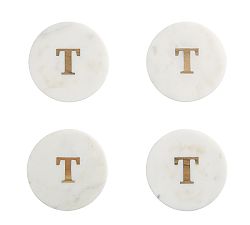 Open Box: Alphabet Marble &amp; Wood Coasters, Set of 4 - T