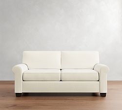 Open Box: Buchanan Roll Arm Loveseat Sofa (79"), 2X2 - Performance Textured Weave White