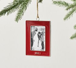 Open Box: 2025 Dated Enamel Rectangle Frame Ornament - Red And Silver