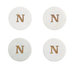 Open Box: Alphabet Marble &amp; Wood Coasters, Set of 4 - N