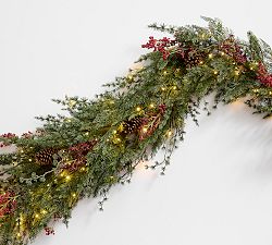 Open Box: Lit Avant-Garde Asymmetrical Garland Red Berry (10') - Red