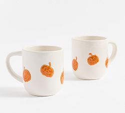 Open Box: Jack-O'-Lantern Stoneware Icon Mugs - Set of 2