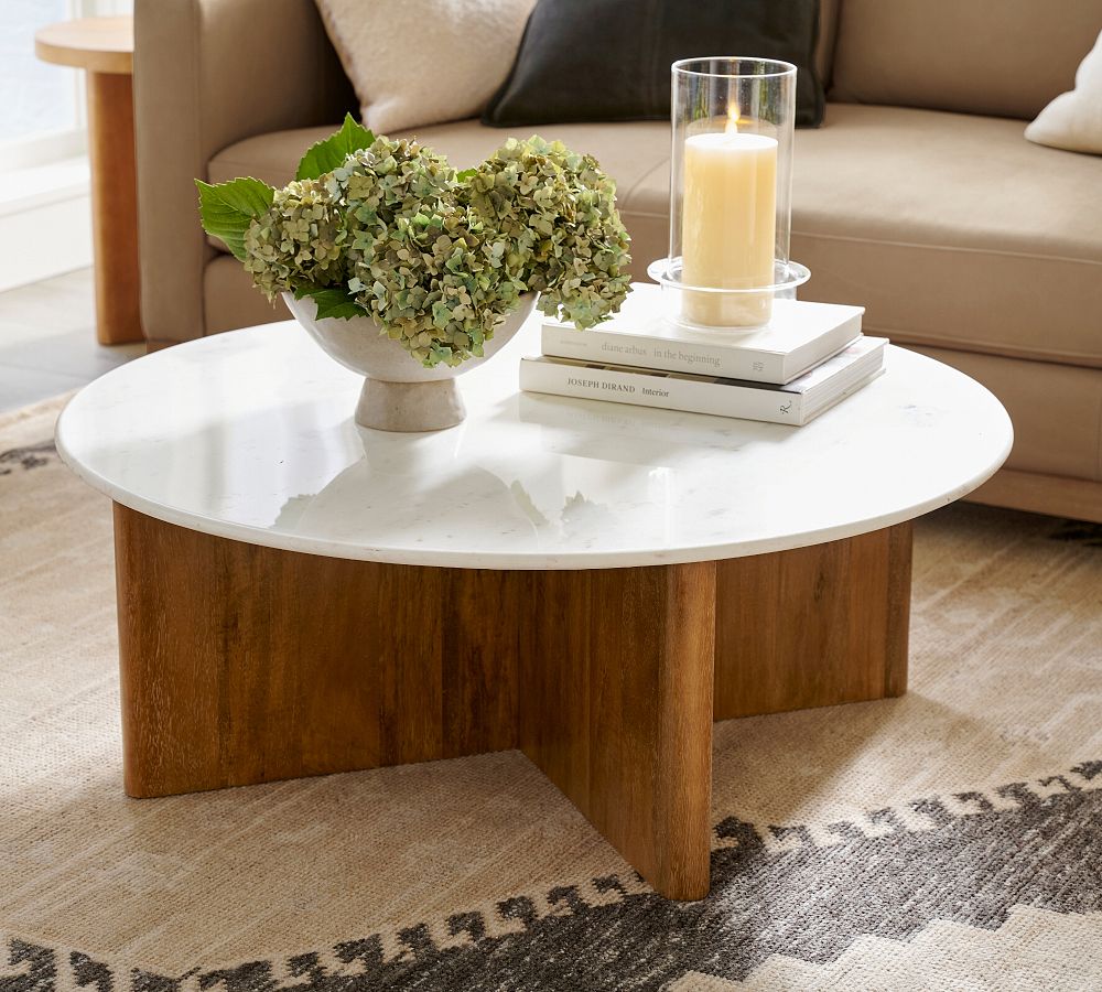 Cayman Round Marble Coffee Table (40") by Pottery Barn