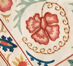 Paige Suzani Embroidered Cotton Table Throw