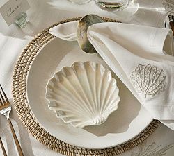 Pearlescent Shell Stoneware Appetizer Plates - Set of 4