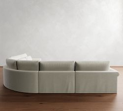 Westwood Roll Arm Deep Seat Slipcovered 5-Piece Curved Wedge Sectional (158")