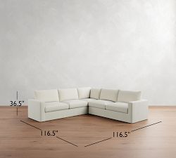 Westwood Square Arm Slipcovered 3-Piece L-Shaped Sectional (117")