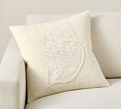 Conch Shell Embroidered Pillow