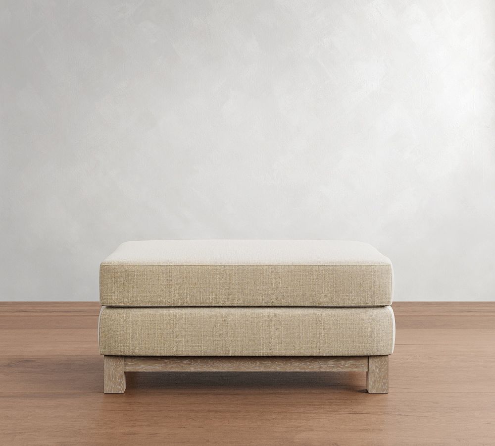 Jake Seadrift Wood Base Ottoman by Pottery Barn