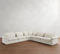 Westwood Roll Arm Deep Seat Slipcovered 5-Piece Curved Wedge Sectional (158")