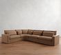 Westwood Square Arm Deep Seat Leather 4-Piece Curved Wedge Sectional (151")