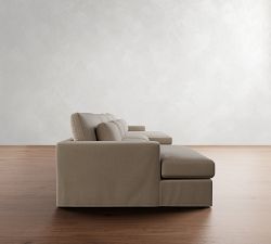 Westwood Square Arm Deep Seat Slipcovered Double Chaise Sectional (185")