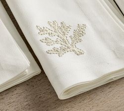 Coral Shimmer Embroidered Cotton Napkins - Set of 4