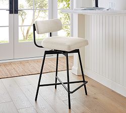 Maison Upholstered Low Back Swivel Stool