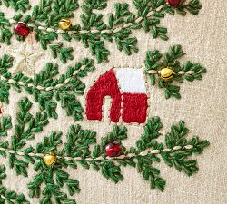 Nostalgic Tree Embroidered Pillow Cover