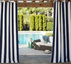 Sunbrella® Awning Striped Outdoor Grommet Curtain