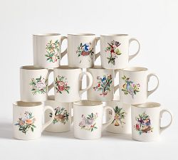 12 Days of Christmas Stoneware Mugs - Mixed Set of 12