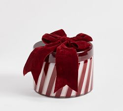 Bow Lidded Candy Stripe Candle - Balsam Fir Vetiver 