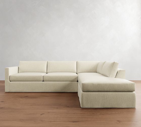 Carmel Slim Arm Slipcovered Return Bumper Sectional (110"-122") by Pottery Barn