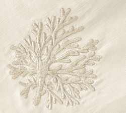 Coral Shimmer Embroidered Cotton Table Throw