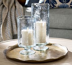 Hammered Pedestal Hurricane Candle Holder