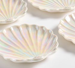 Pearlescent Shell Stoneware Appetizer Plates - Set of 4
