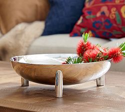 Footed Nickel Decorative Bowl