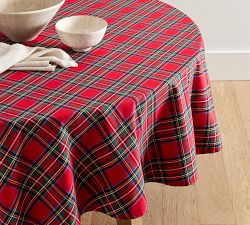 Stewart Plaid Cotton Round Tablecloth
