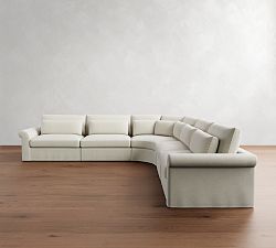 Westwood Roll Arm Deep Seat Slipcovered 5-Piece Curved Wedge Sectional (158")
