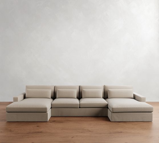 Westwood Square Arm Deep Seat Slipcovered Double Chaise Sectional (185") by Pottery Barn