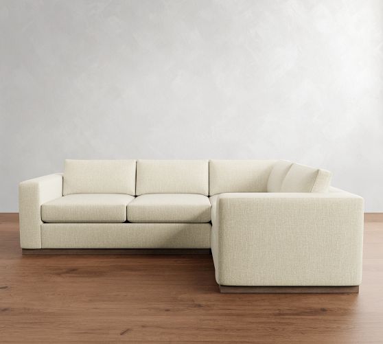 Carmel Wide Arm Wood Base 3-Piece Sectional (113") by Pottery Barn