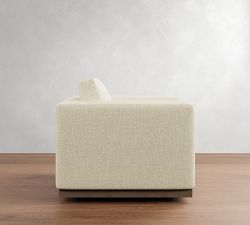 Carmel Wide Arm Wood Base Swivel Chair