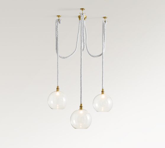 Marina Swing Rope Linear 3-Globe Chandelier (24") by Pottery Barn