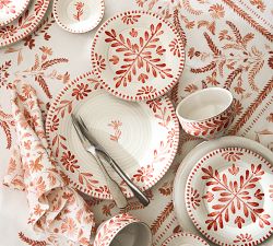 Terracotta Embroidered Cotton Table Throw