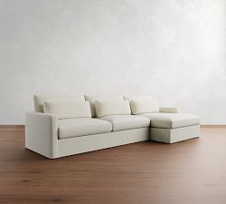 Westwood Slim Arm Deep Seat Slipcovered Chaise Sectional (125"-143")